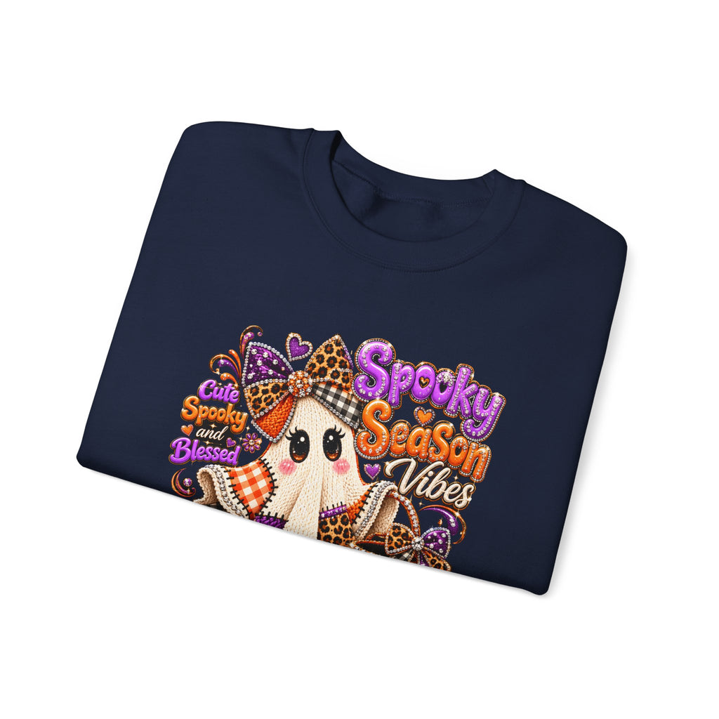 Spooky Season Ghost Sweatshirt – Cute Halloween Pumpkin Crewneck