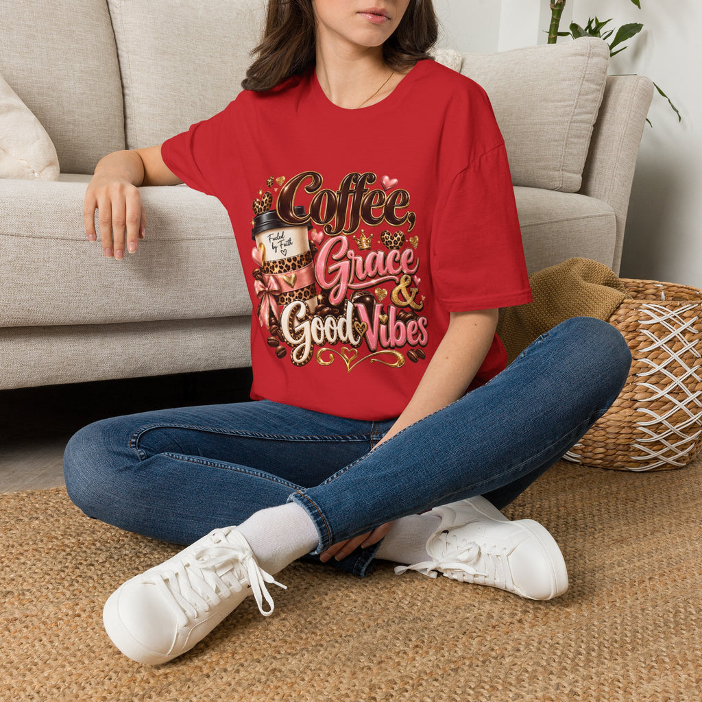 Coffee & Grace T-Shirt — 'Coffee, Grace, Good Vibes' Graphic Tee