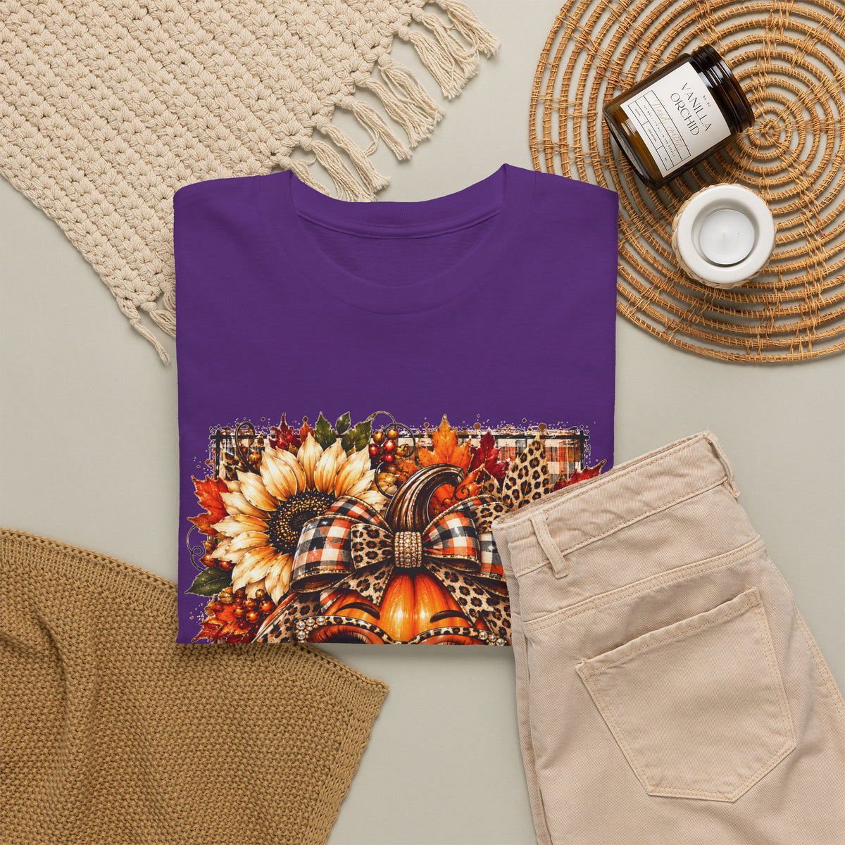 Autumn Pumpkin Face T-Shirt — Cute Fall Sunflower Graphic Tee
