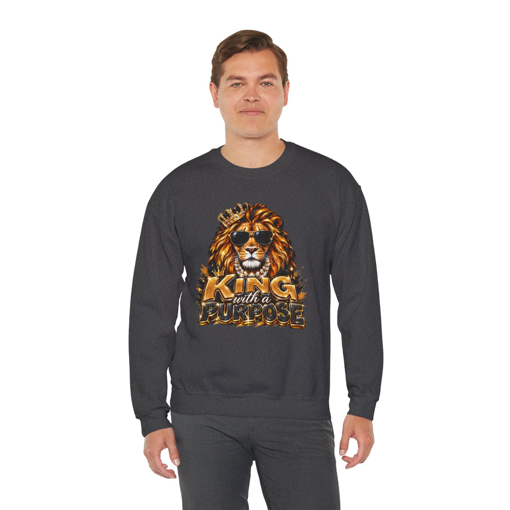 King With a Purpose Lion Sweatshirt — Inspirational Graphic Crewneck
