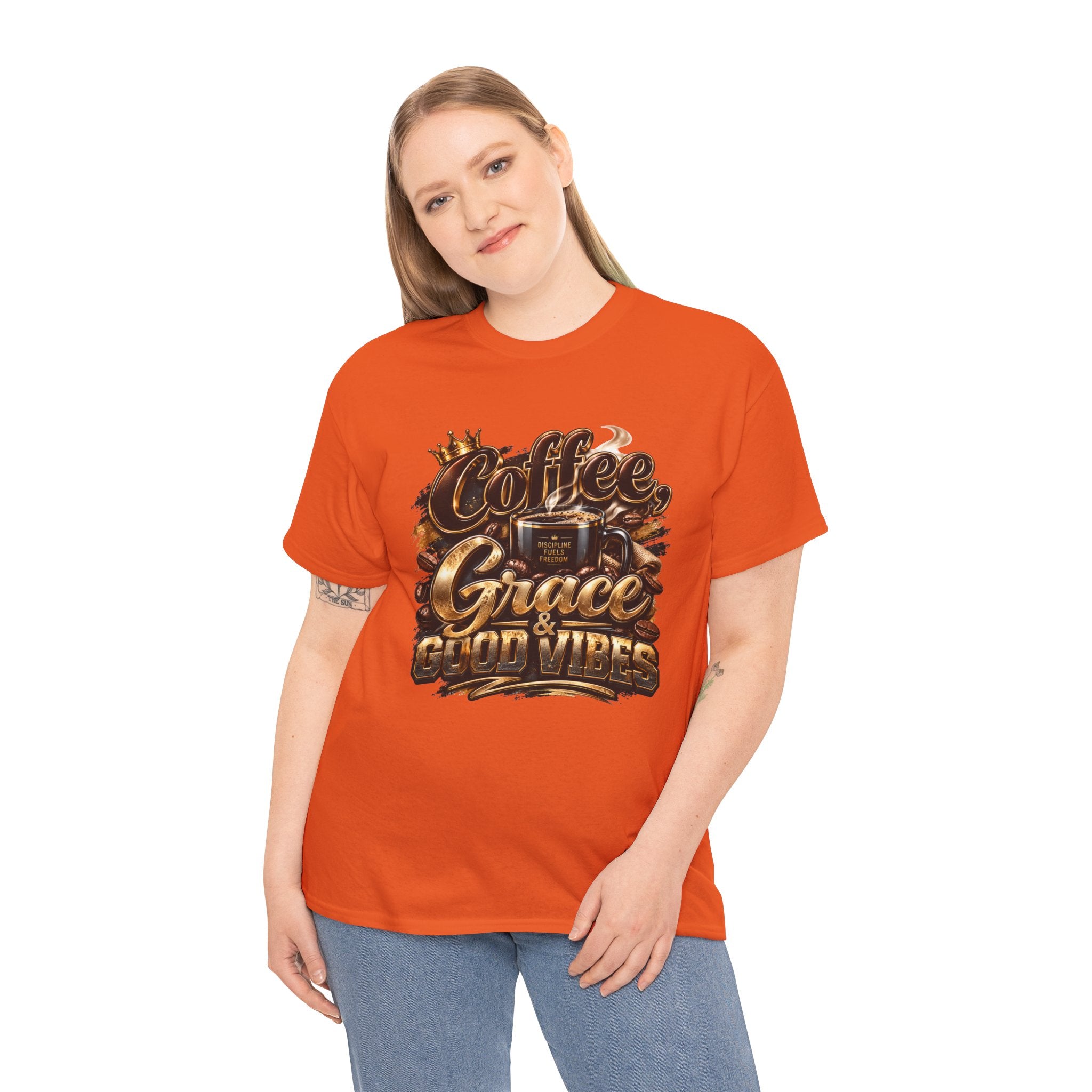 Coffee Grace & Good Vibes T-Shirt — Inspirational Christian Coffee Tee