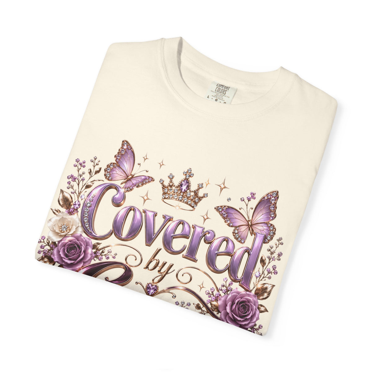Covered by Grace T-Shirt — Floral Butterfly Christian Faith Tee