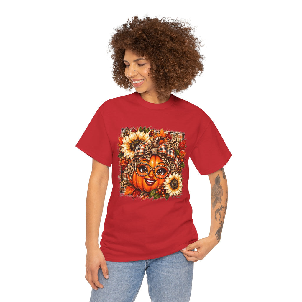 Autumn Pumpkin Face T-Shirt — Cute Fall Sunflower Graphic Tee
