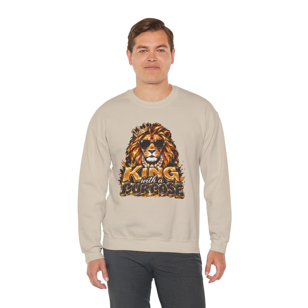 King With a Purpose Lion Sweatshirt — Inspirational Graphic Crewneck