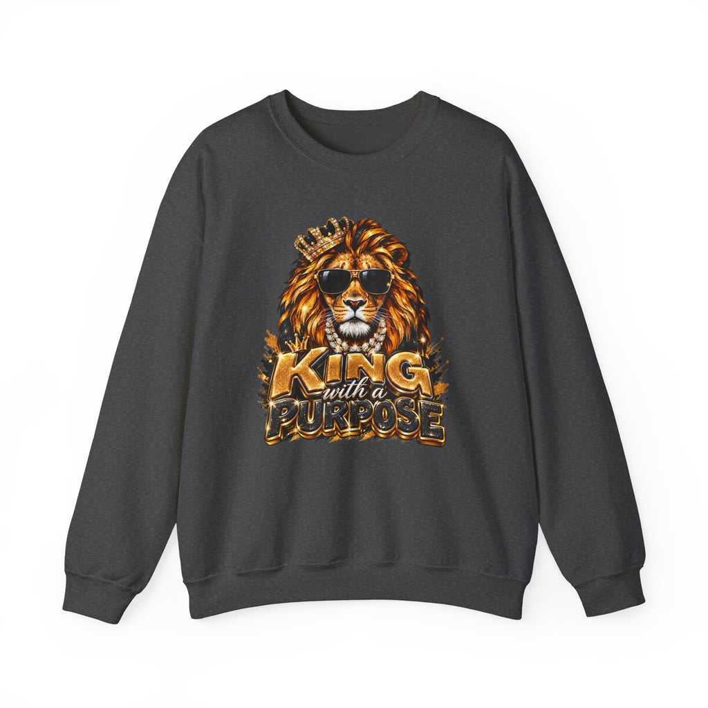 King With a Purpose Lion Sweatshirt — Inspirational Graphic Crewneck