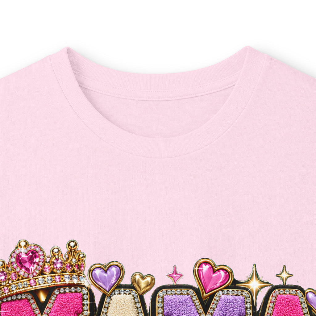 Mama Built Different Long Sleeve Tee — Pink Crowned Mom Graphic Shirt