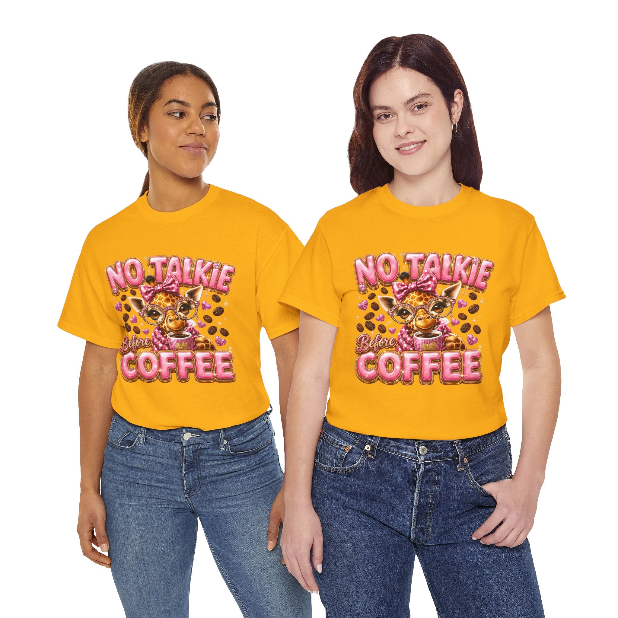 No Talkie Before Coffee Tee — Cute Cheetah Coffee Lover T-Shirt