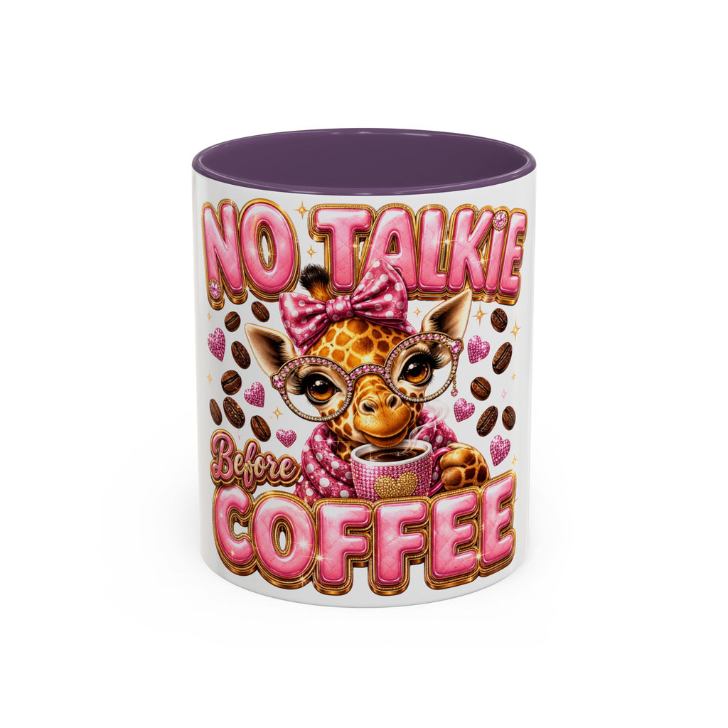 Coffee Mug — “No Talkie Before Coffee” Cute Girlfriend Giraffe Accent Mug (11/15oz)