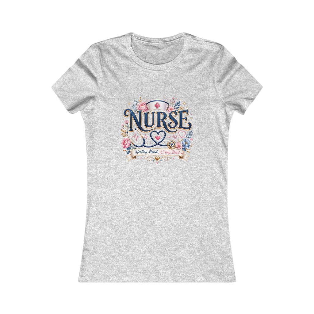 Nurse Floral Tee — Women's Nursing Shirt with Stethoscope & Heart Design