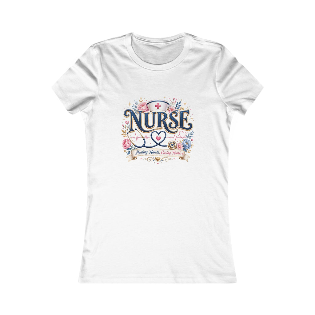Nurse Floral Tee — Women's Nursing Shirt with Stethoscope & Heart Design