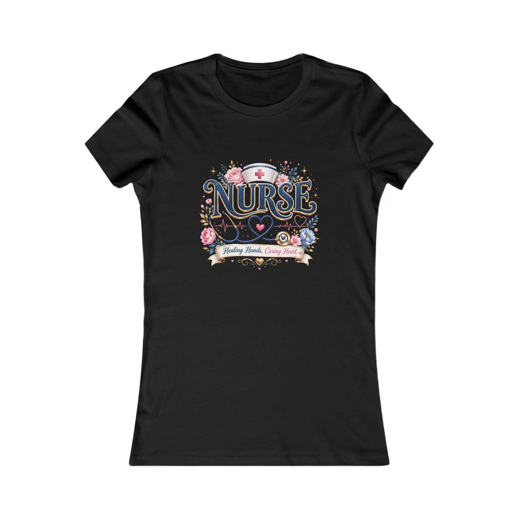 Nurse Floral Tee — Women's Nursing Shirt with Stethoscope & Heart Design