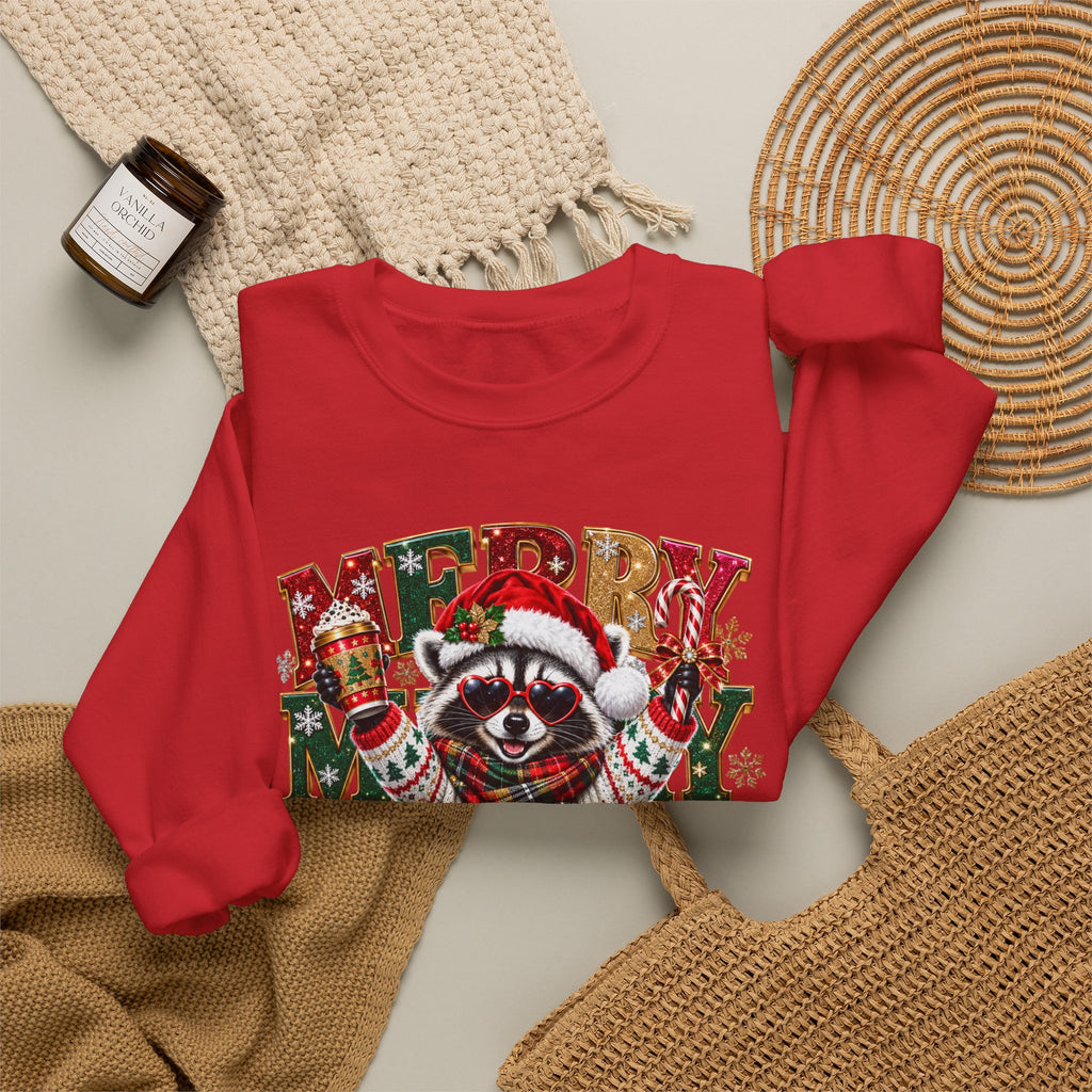 Christmas Raccoon "Merry Merry Christmas" Sweatshirt