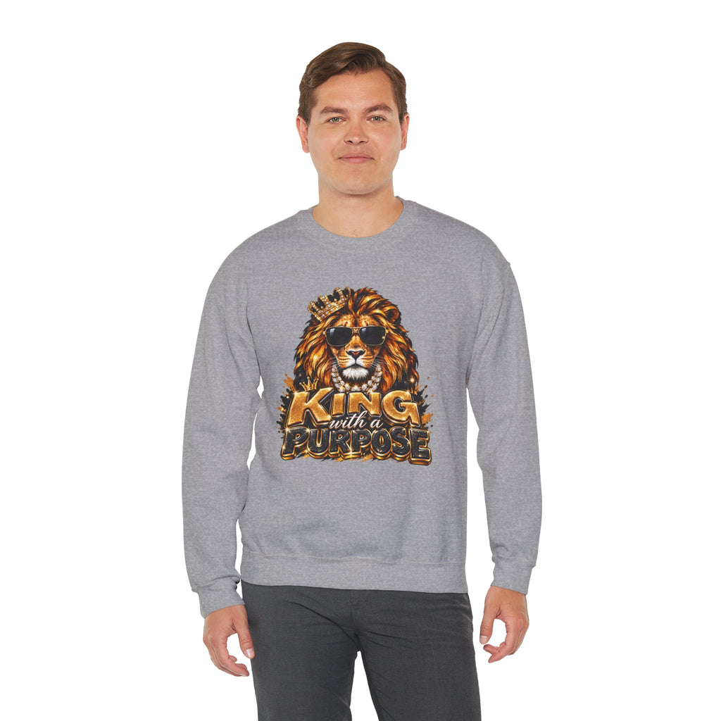 King With a Purpose Lion Sweatshirt — Inspirational Graphic Crewneck