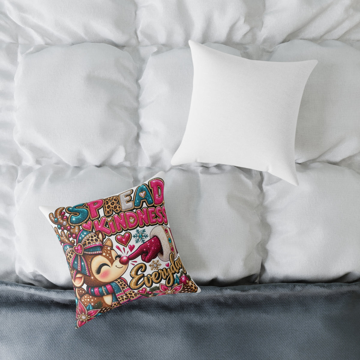 Spread Kindness Reindeer Pillow