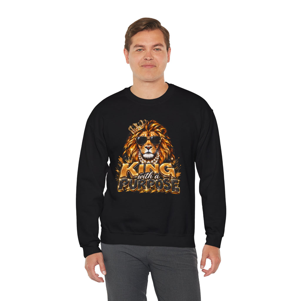 King With a Purpose Lion Sweatshirt — Inspirational Graphic Crewneck