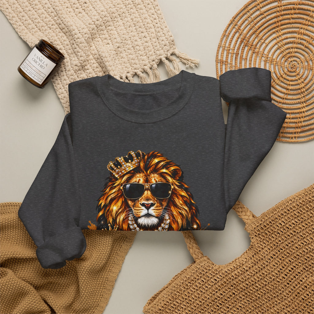 King With a Purpose Lion Sweatshirt — Inspirational Graphic Crewneck