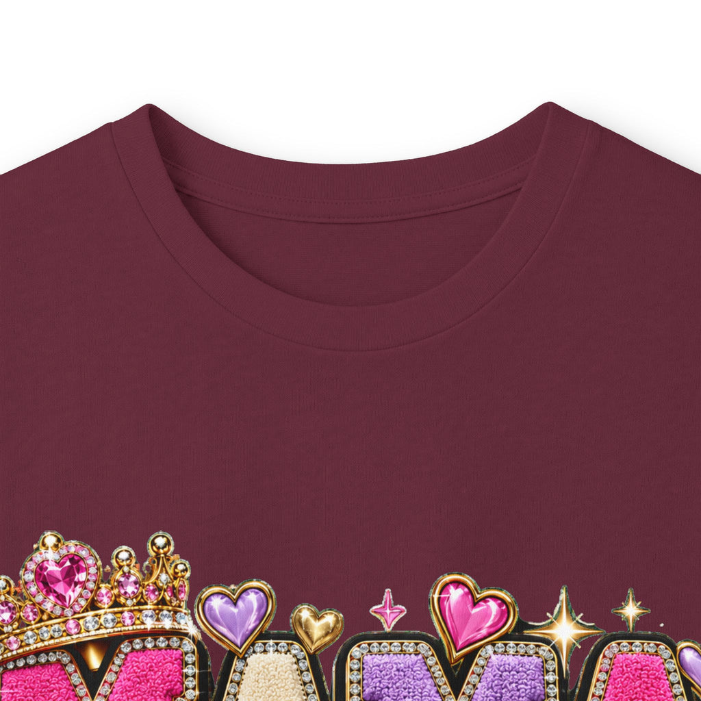 Mama Built Different Long Sleeve Tee — Pink Crowned Mom Graphic Shirt