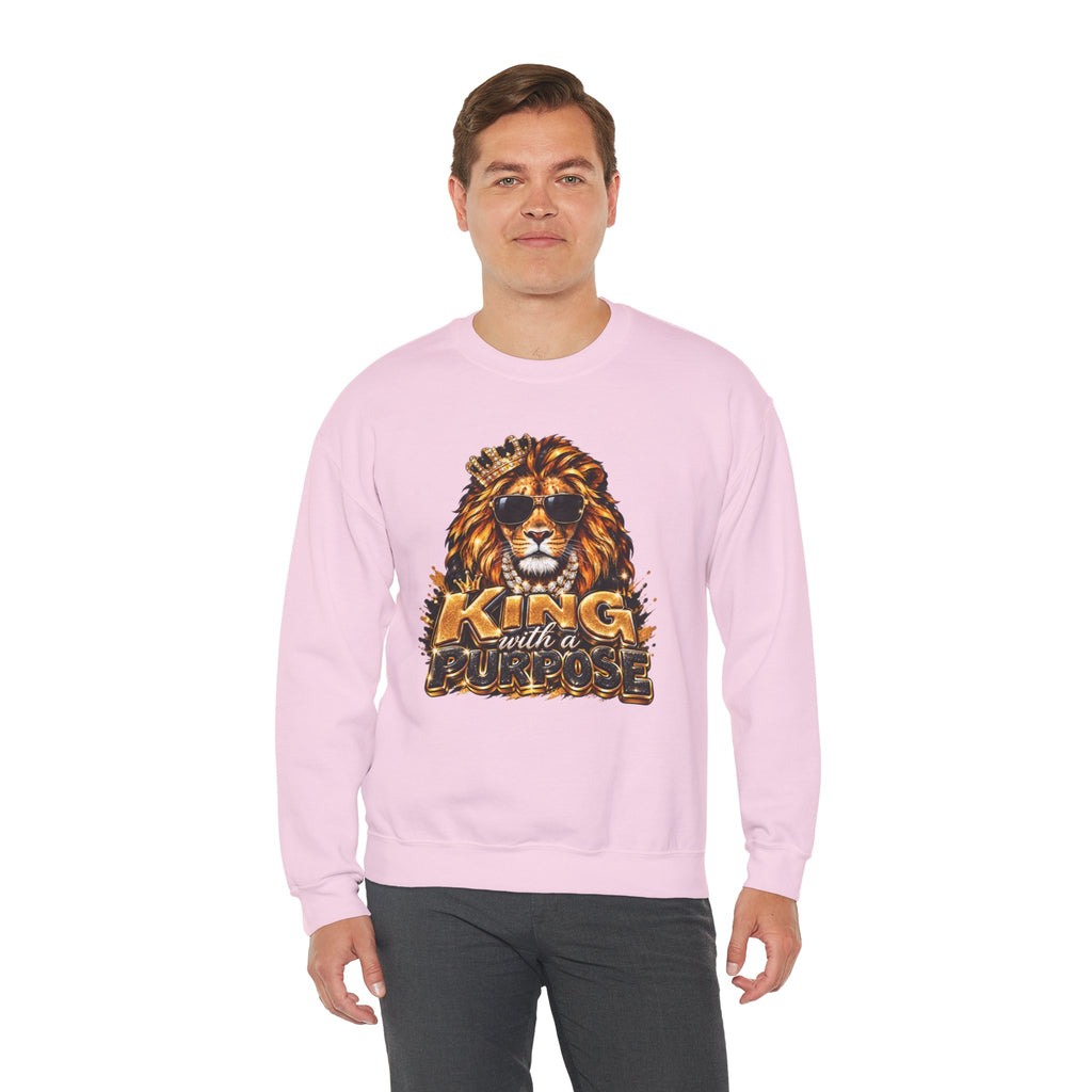 King With a Purpose Lion Sweatshirt — Inspirational Graphic Crewneck