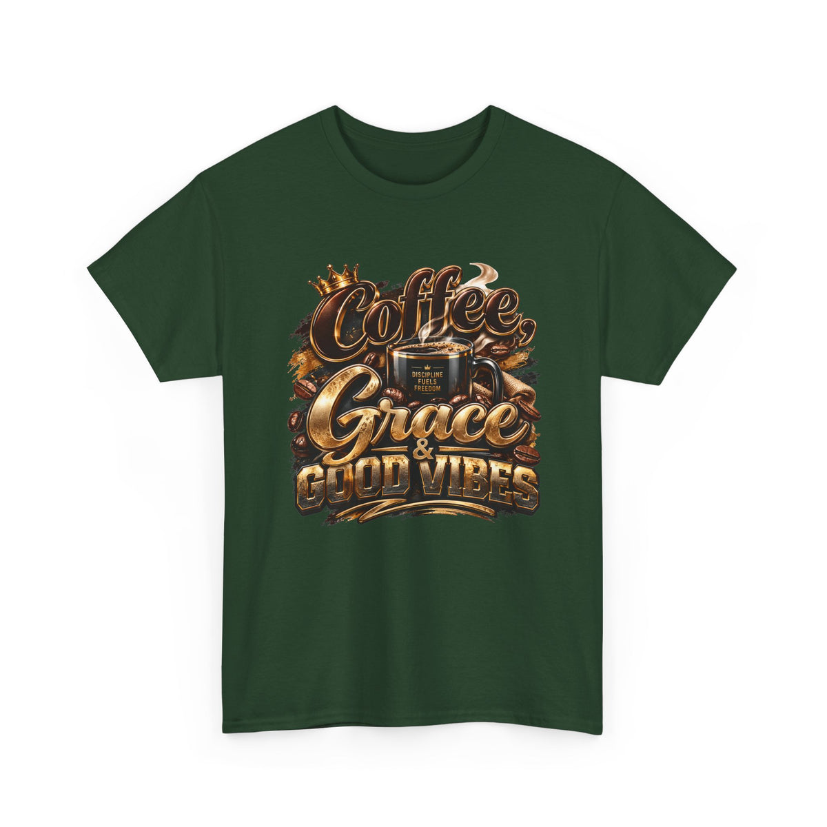Coffee Grace & Good Vibes T-Shirt — Inspirational Christian Coffee Tee