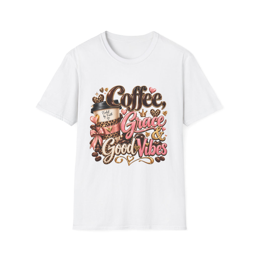 Coffee & Grace T-Shirt — 'Coffee, Grace, Good Vibes' Graphic Tee