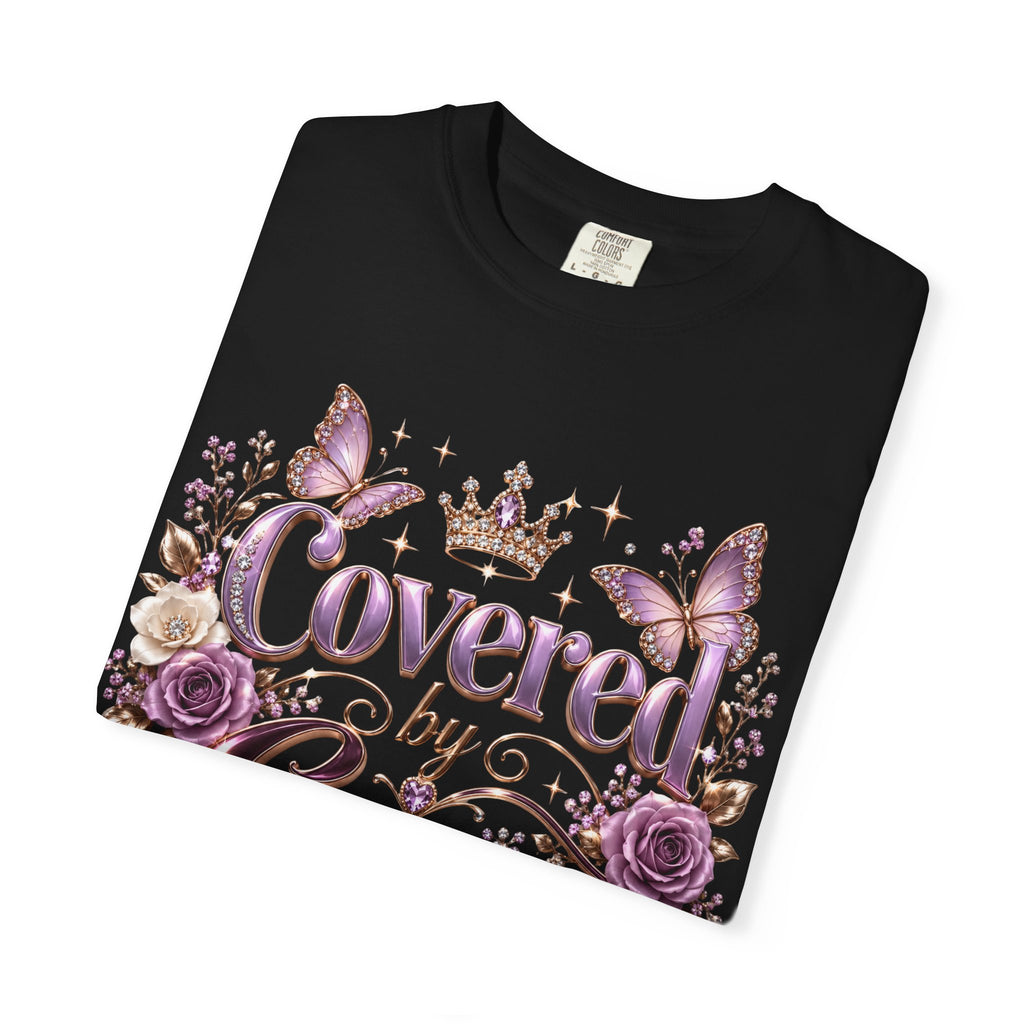 Covered by Grace T-Shirt — Floral Butterfly Christian Faith Tee