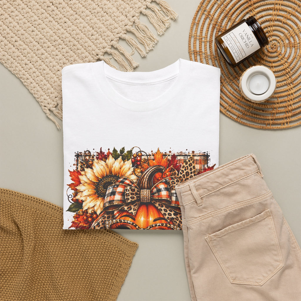 Autumn Pumpkin Face T-Shirt — Cute Fall Sunflower Graphic Tee