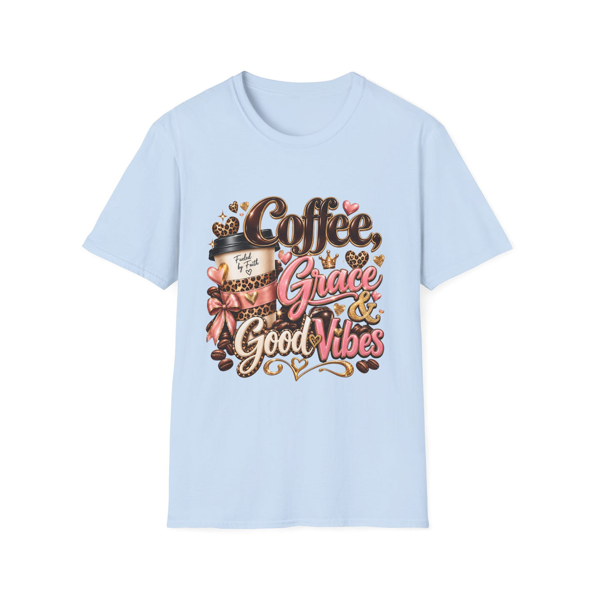 Coffee & Grace T-Shirt — 'Coffee, Grace, Good Vibes' Graphic Tee