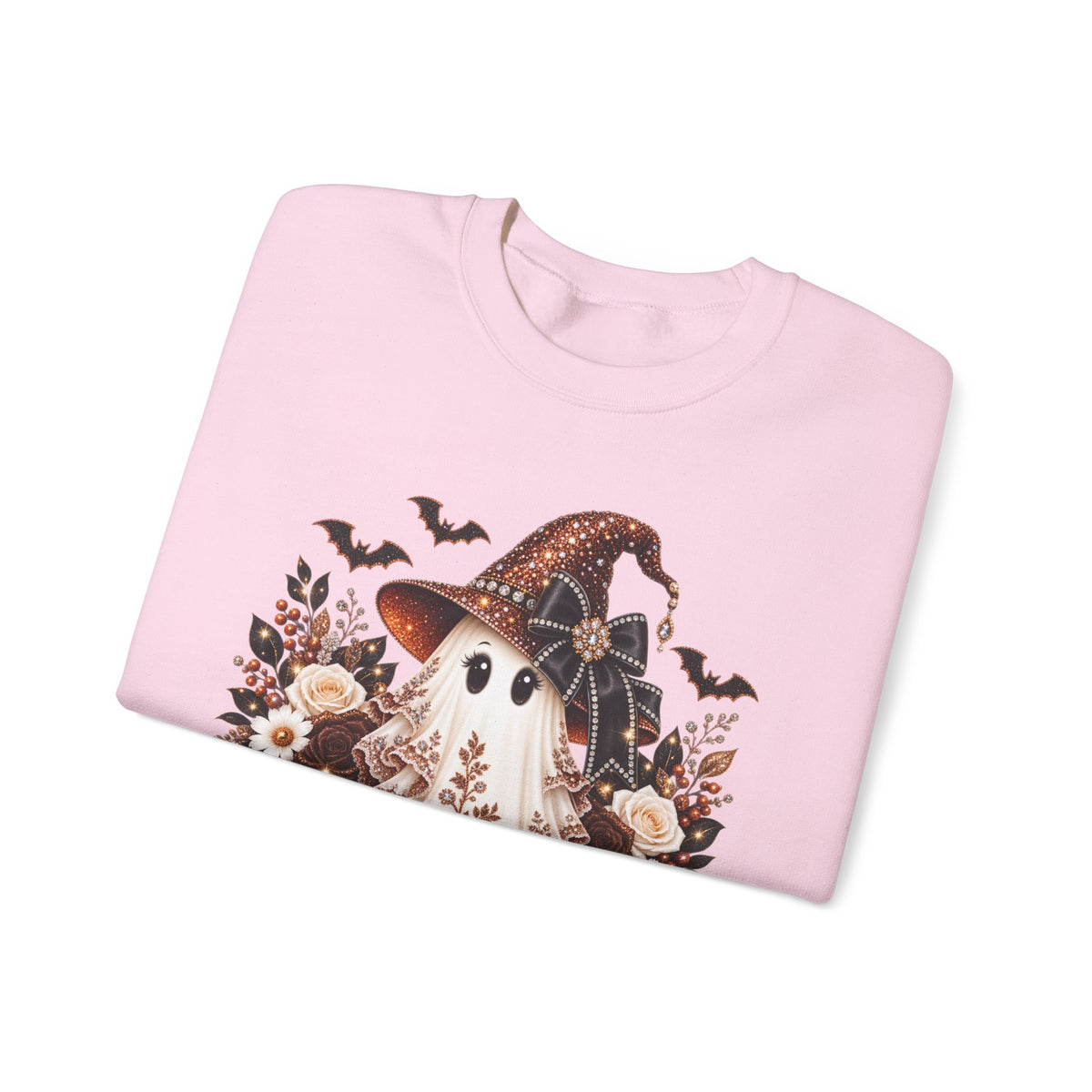 Ghost Witch Sweatshirt — Cute Halloween Pumpkin & Bat Crewneck