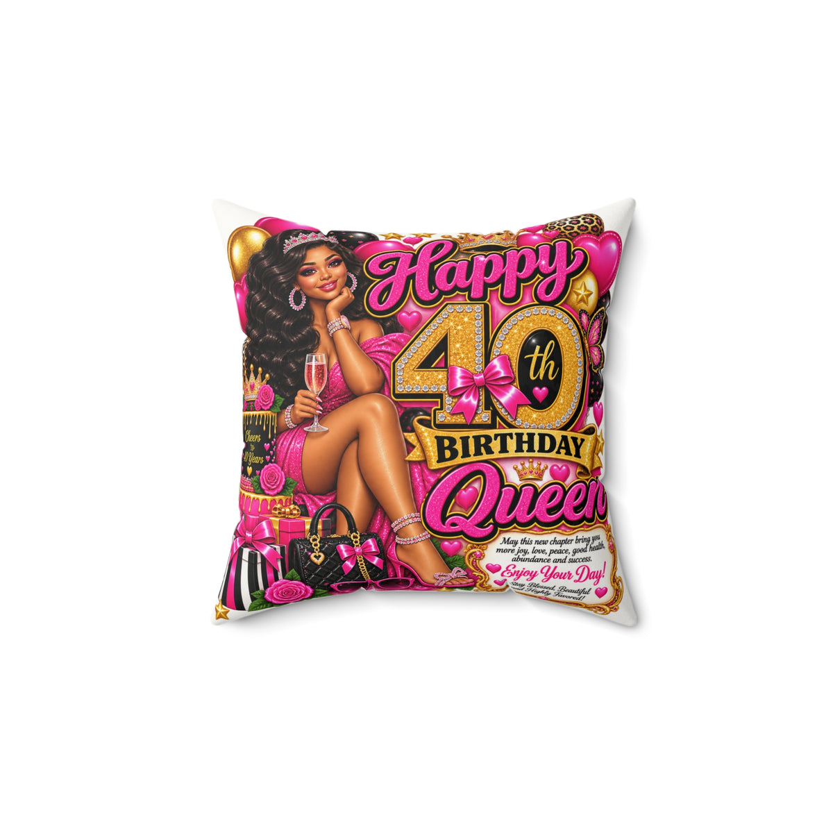 Happy 40th Birthday Queen Faux Suede Pillow