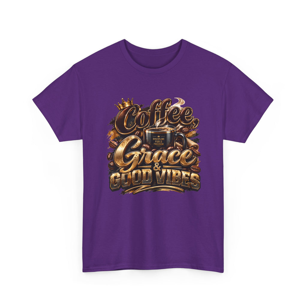 Coffee Grace & Good Vibes T-Shirt — Inspirational Christian Coffee Tee