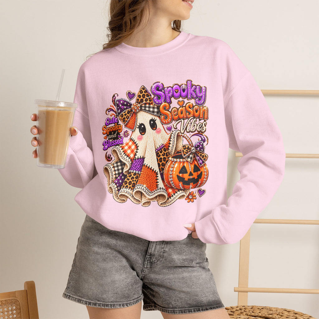 Spooky Season Ghost Sweatshirt – Cute Halloween Pumpkin Crewneck