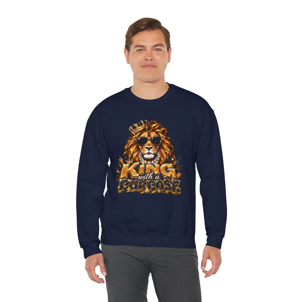 King With a Purpose Lion Sweatshirt — Inspirational Graphic Crewneck
