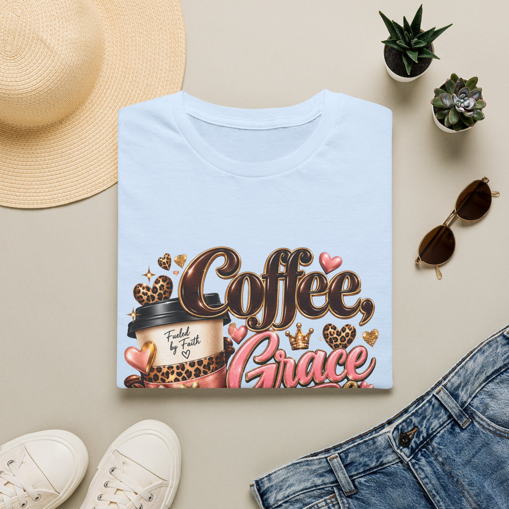 Coffee & Grace T-Shirt — 'Coffee, Grace, Good Vibes' Graphic Tee