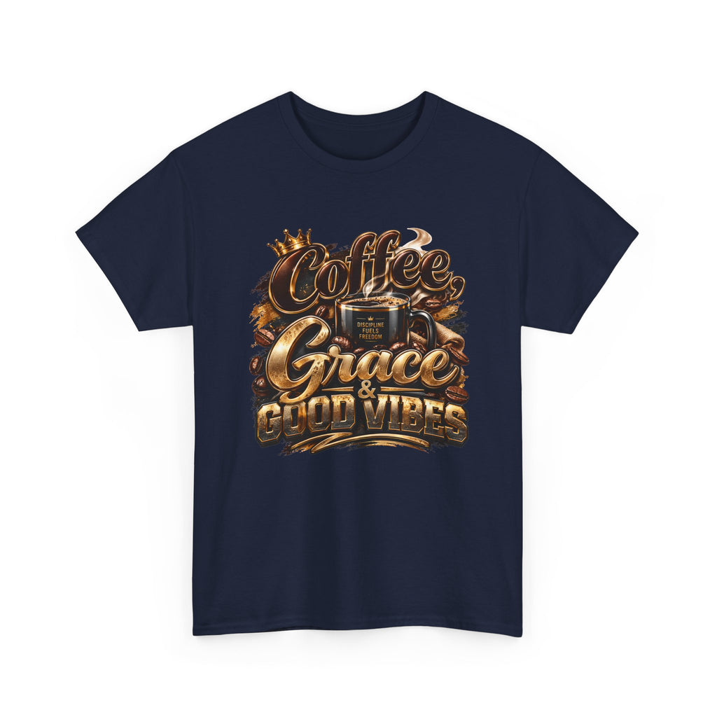 Coffee Grace & Good Vibes T-Shirt — Inspirational Christian Coffee Tee