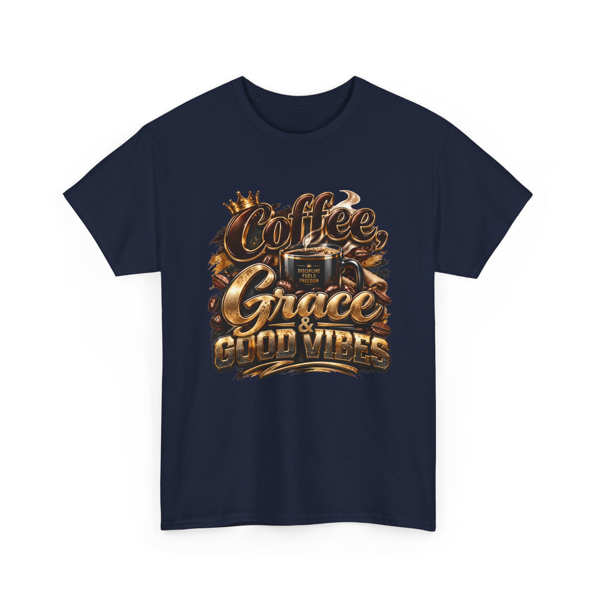 Coffee Grace & Good Vibes T-Shirt — Inspirational Christian Coffee Tee