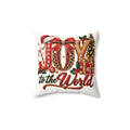 Christmas Pillow — "Joy to the World" Faux Suede Holiday Throw Pillow