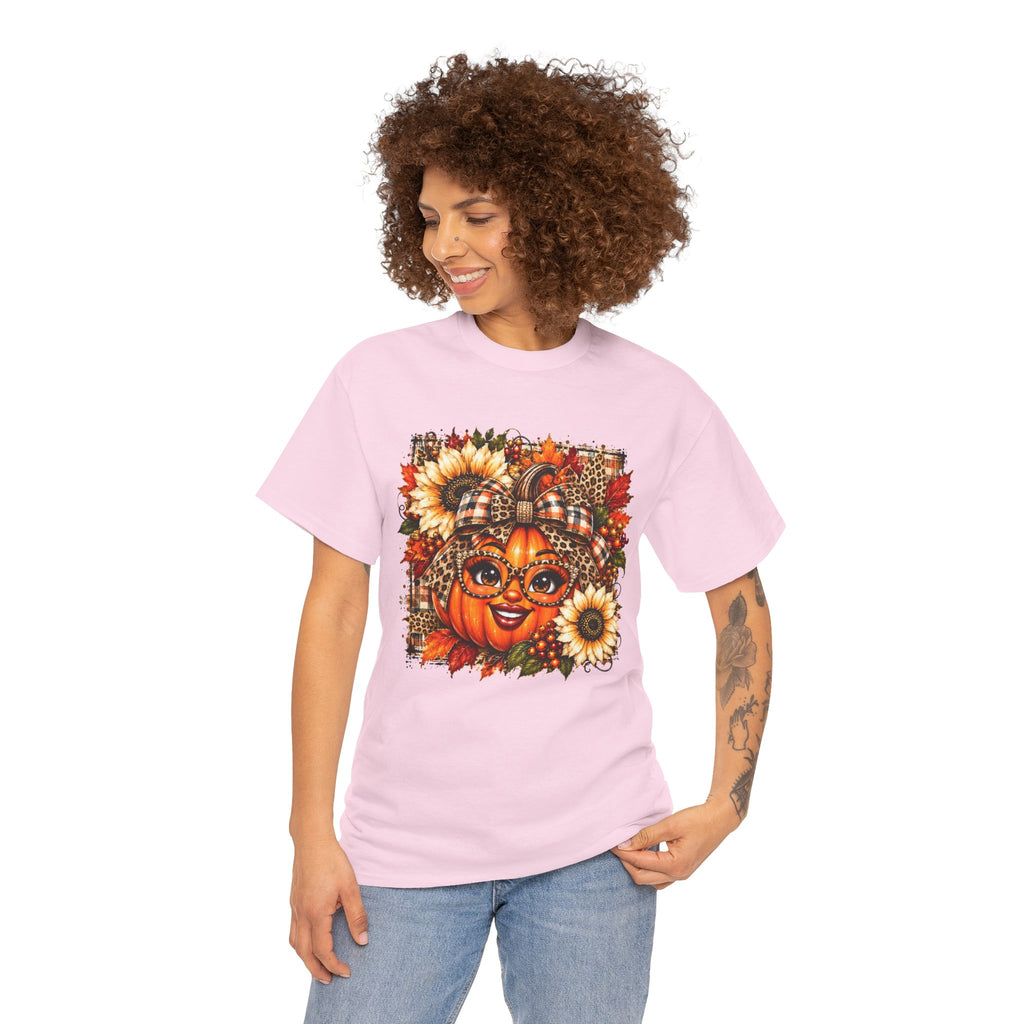 Autumn Pumpkin Face T-Shirt — Cute Fall Sunflower Graphic Tee