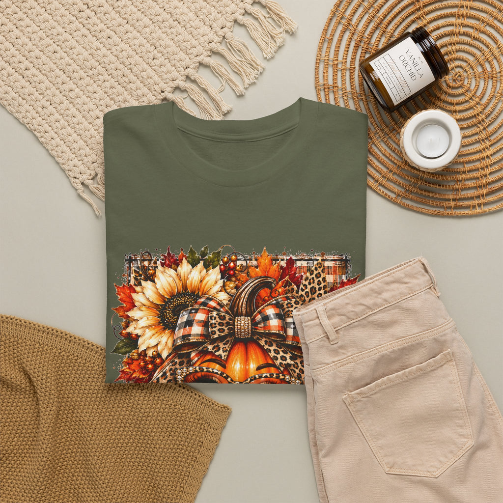 Autumn Pumpkin Face T-Shirt — Cute Fall Sunflower Graphic Tee
