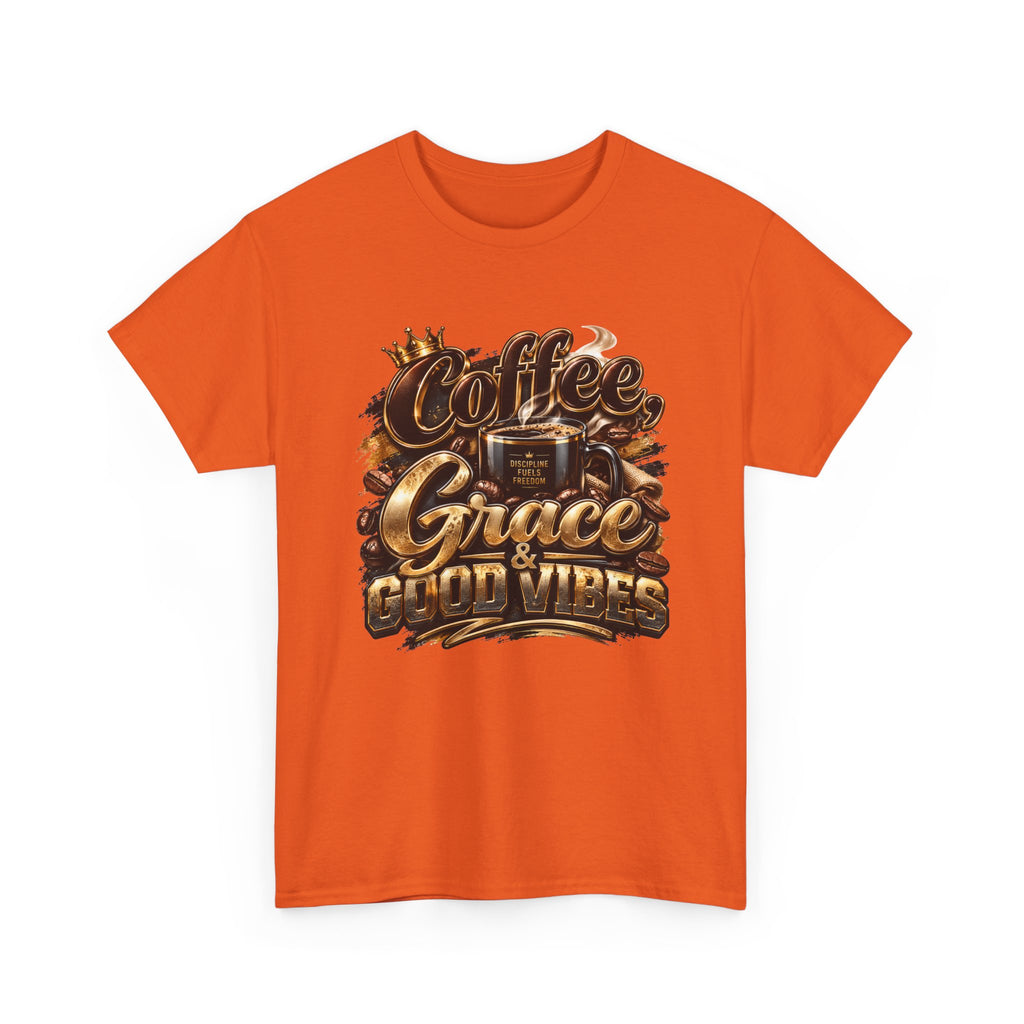 Coffee Grace & Good Vibes T-Shirt — Inspirational Christian Coffee Tee