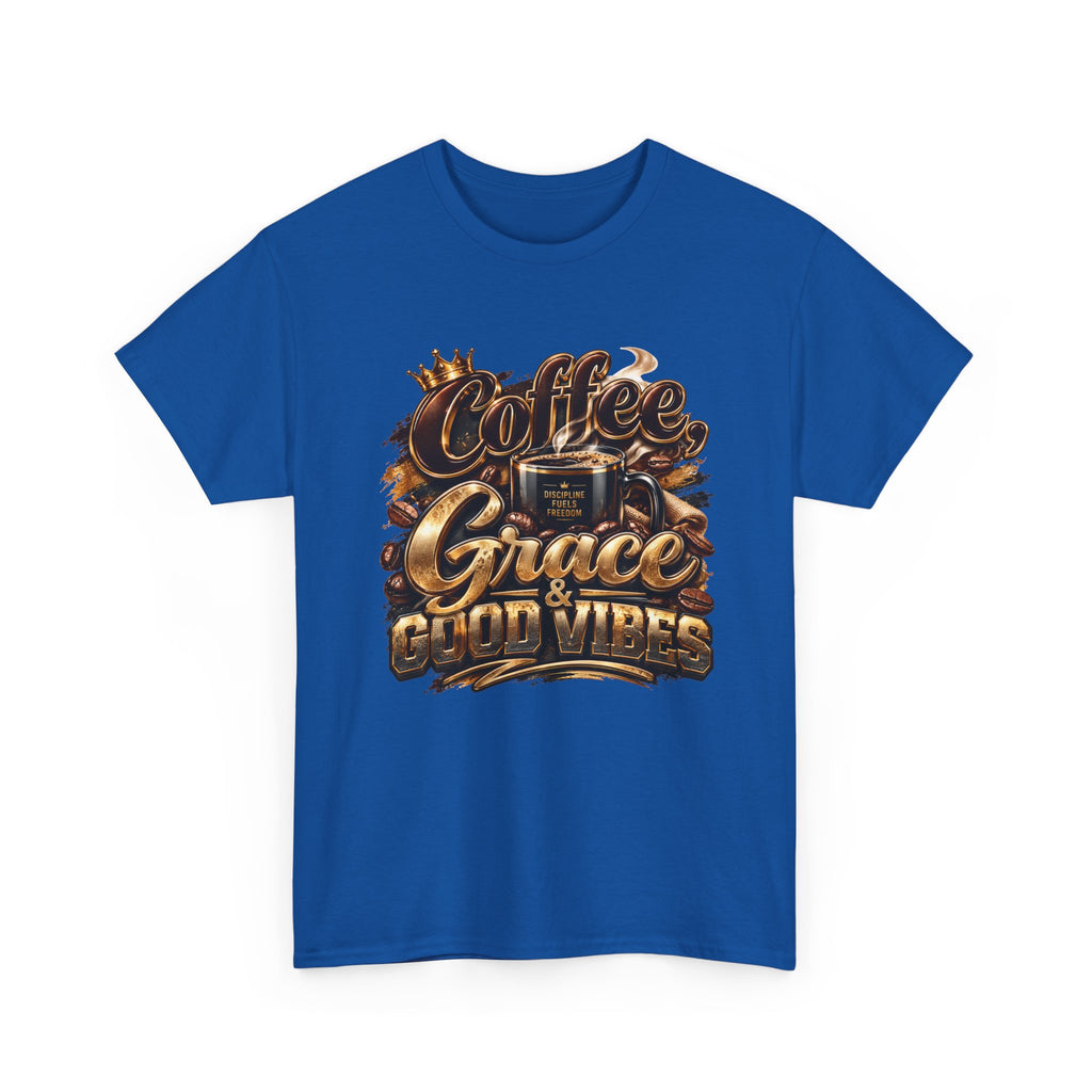 Coffee Grace & Good Vibes T-Shirt — Inspirational Christian Coffee Tee