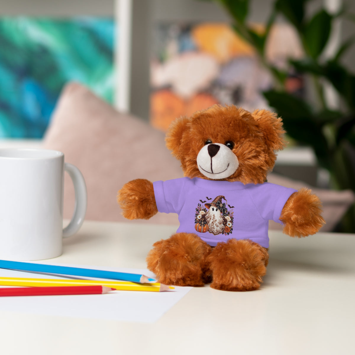 Autumn Owl Plush Bear with Pumpkin Tee