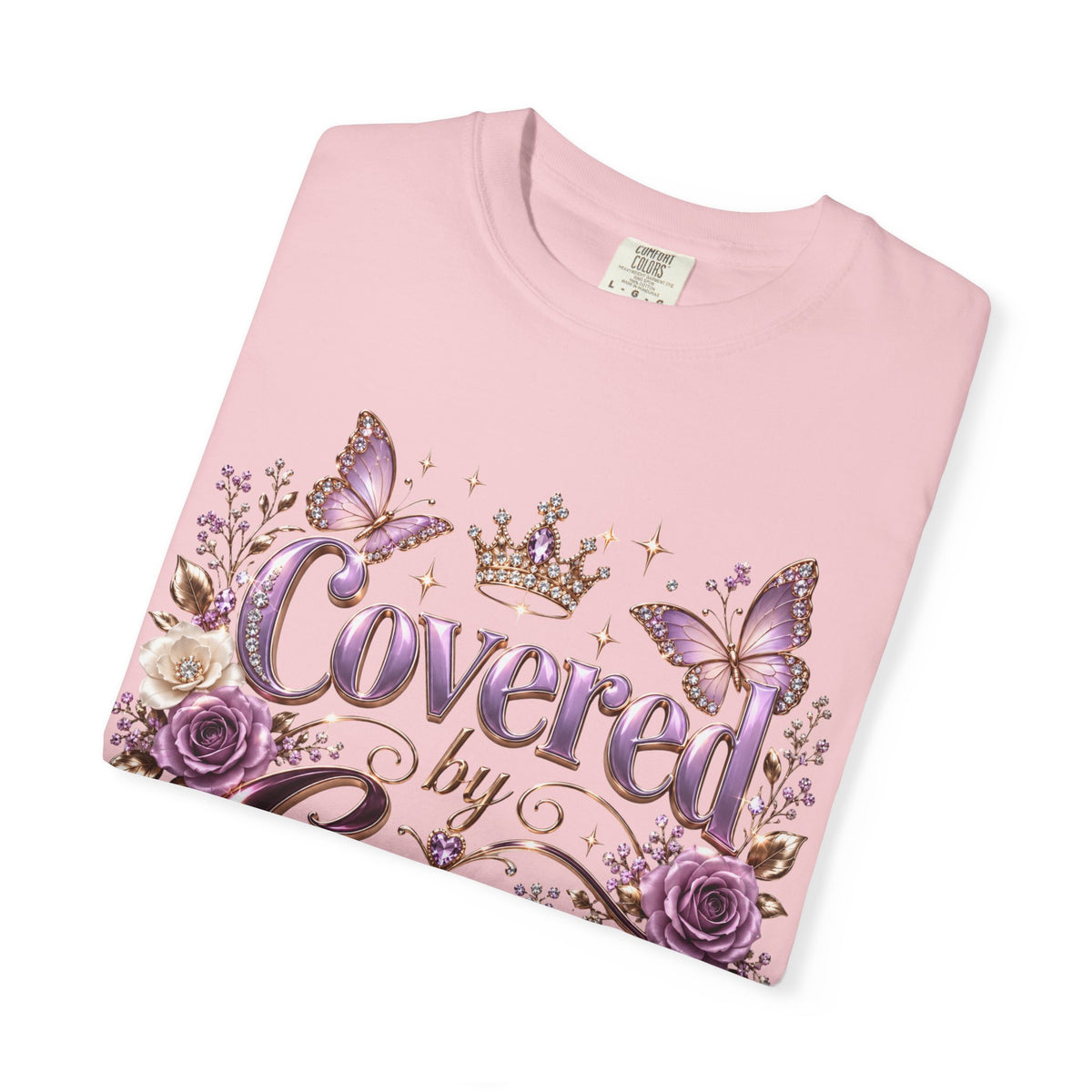 Covered by Grace T-Shirt — Floral Butterfly Christian Faith Tee