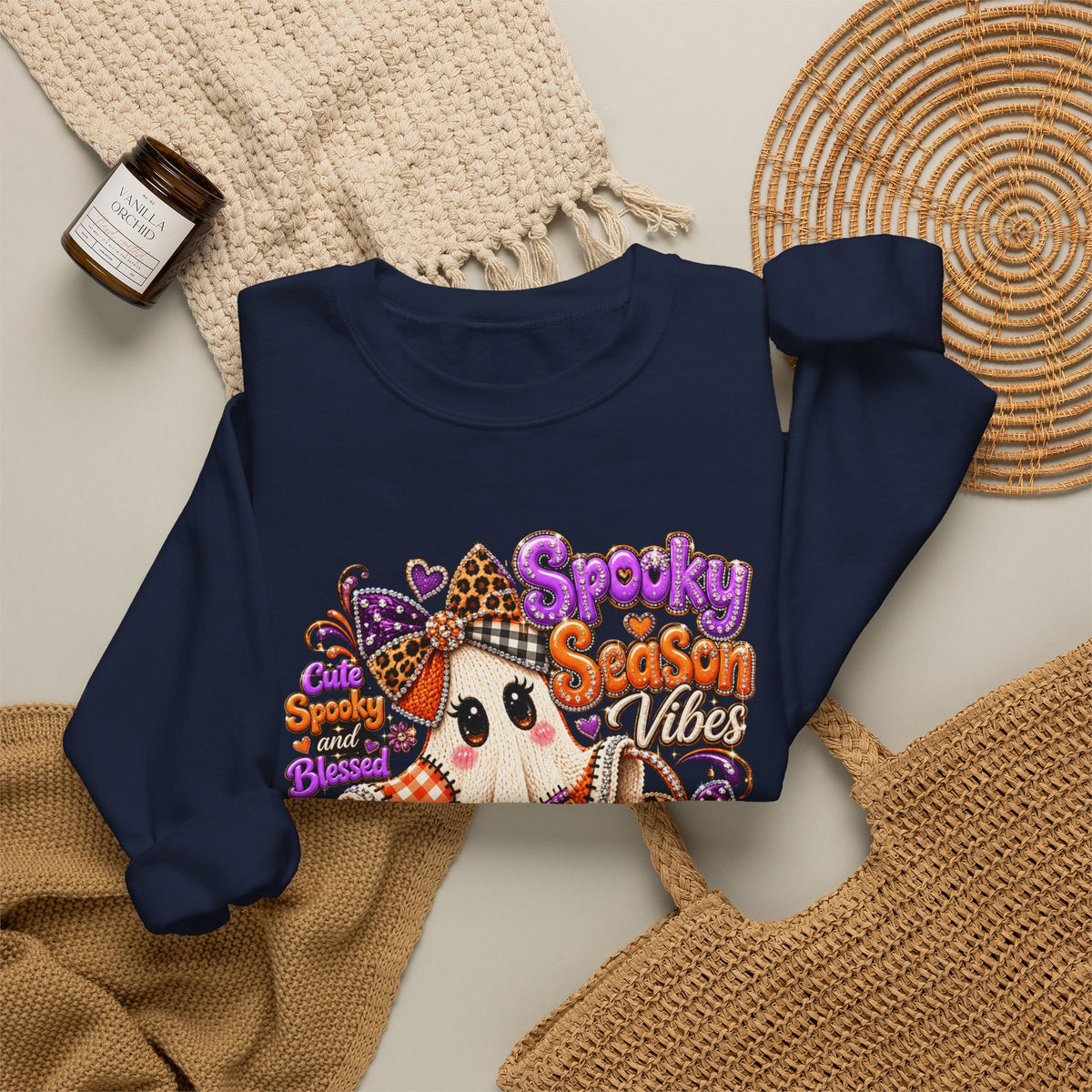 Spooky Season Ghost Sweatshirt – Cute Halloween Pumpkin Crewneck