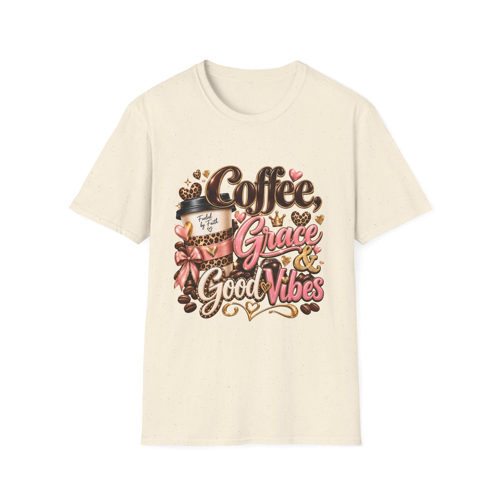 Coffee & Grace T-Shirt — 'Coffee, Grace, Good Vibes' Graphic Tee