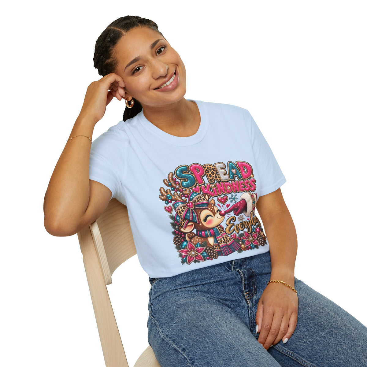 Spread Kindness Everyday T-Shirt — Cute Reindeer Holiday Graphic Tee