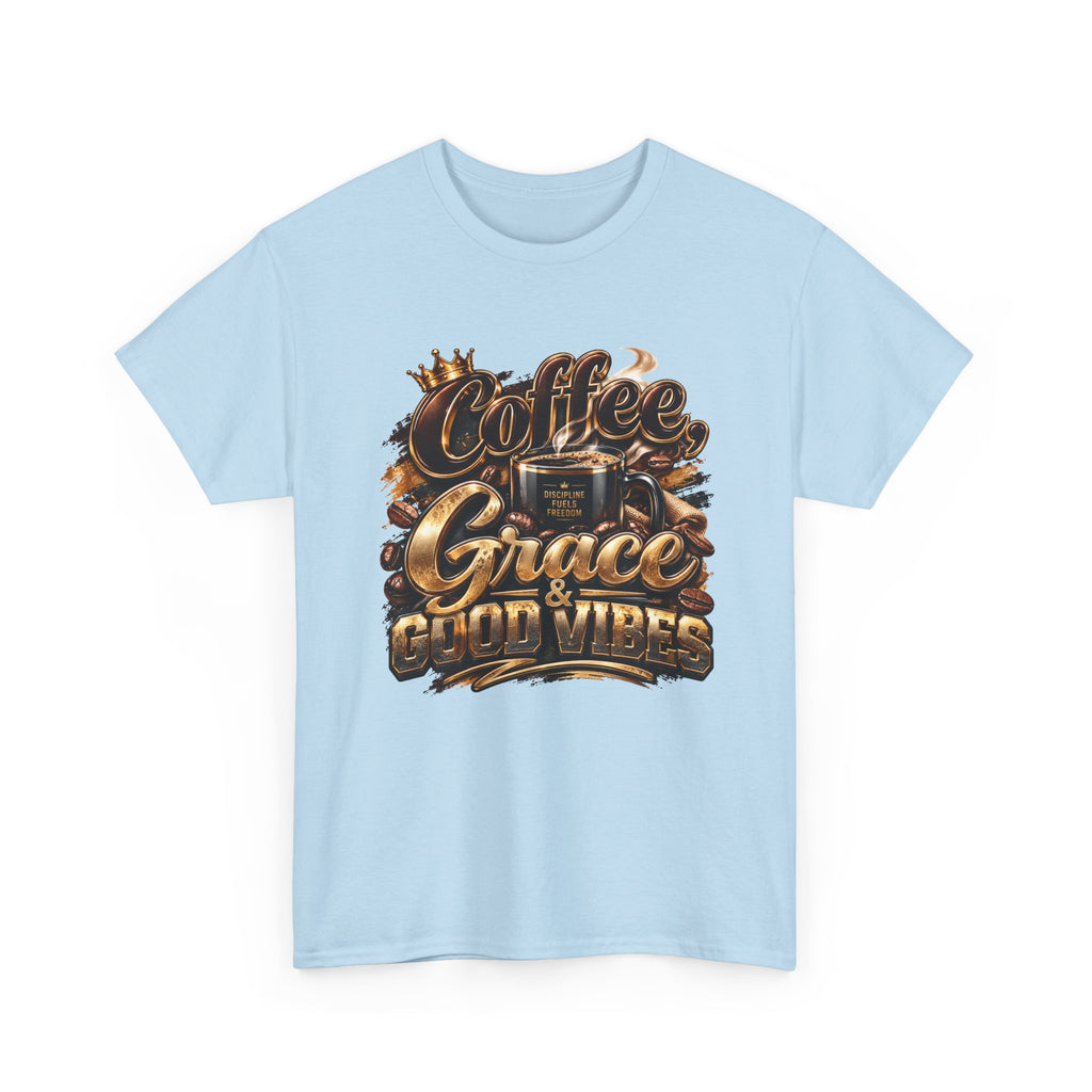 Coffee Grace & Good Vibes T-Shirt — Inspirational Christian Coffee Tee
