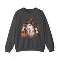 Ghost Witch Sweatshirt — Cute Halloween Pumpkin & Bat Crewneck