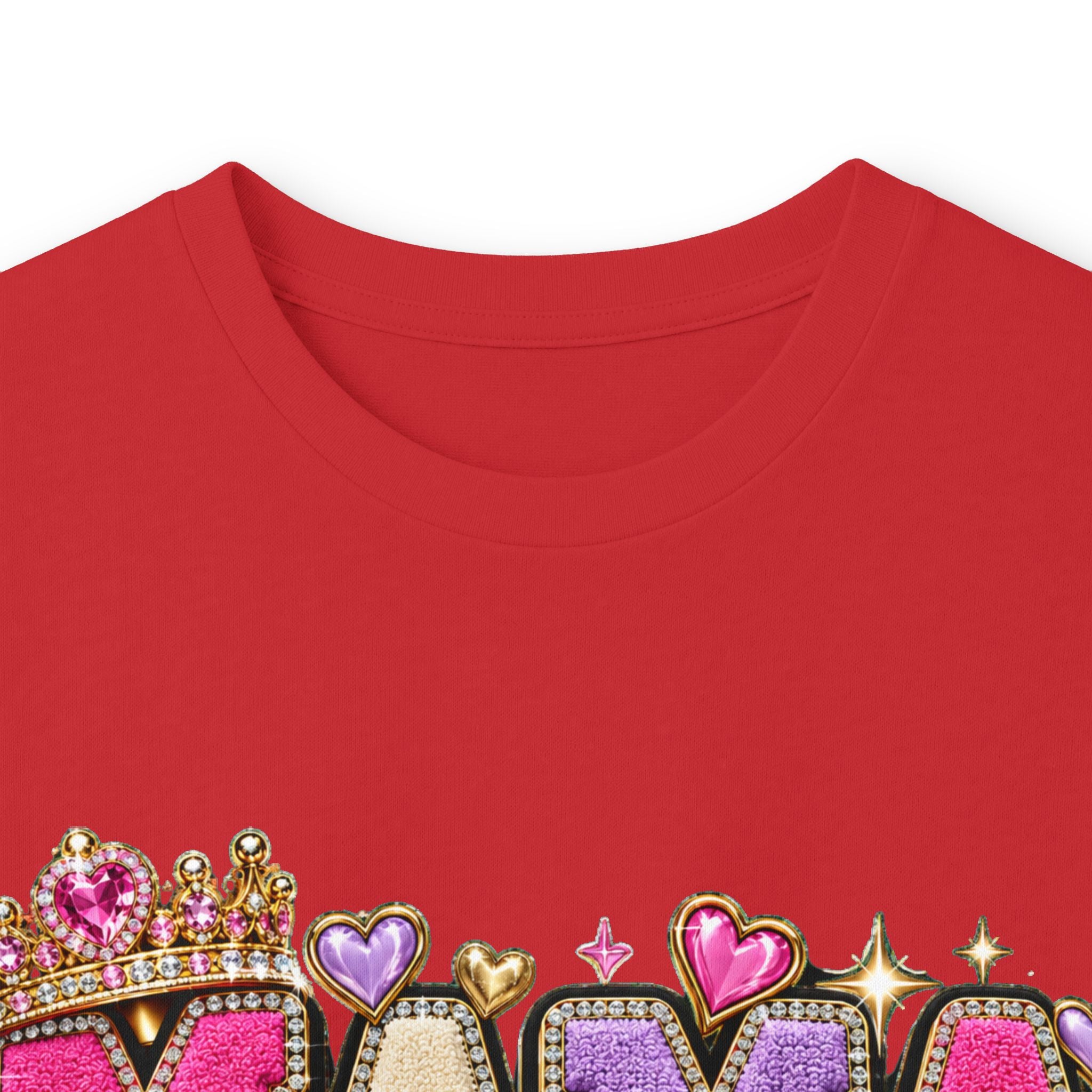 Mama Built Different Long Sleeve Tee — Pink Crowned Mom Graphic Shirt