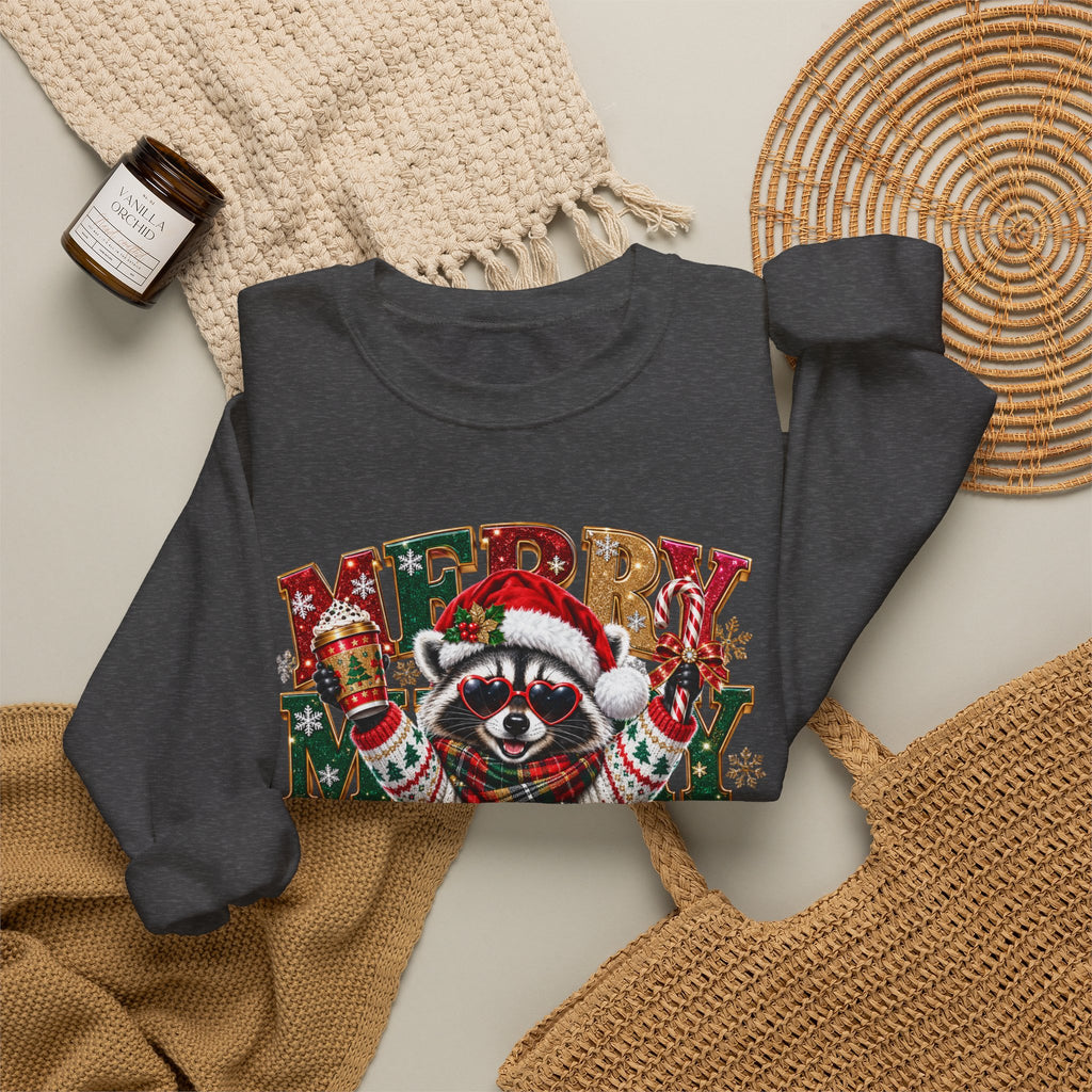Christmas Raccoon "Merry Merry Christmas" Sweatshirt