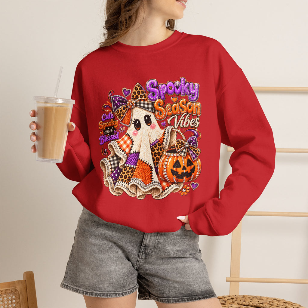 Spooky Season Ghost Sweatshirt – Cute Halloween Pumpkin Crewneck